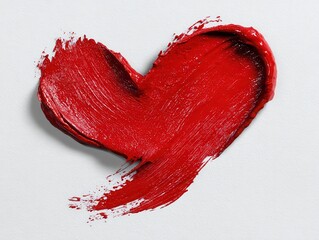 a vibrant red heartshaped paint stroke on a clean white surface perfect for valentines day projects
