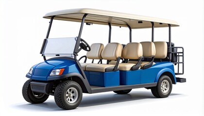 Modern Blue Six Passenger Electric Golf Cart and Resort Shuttle Vehicle