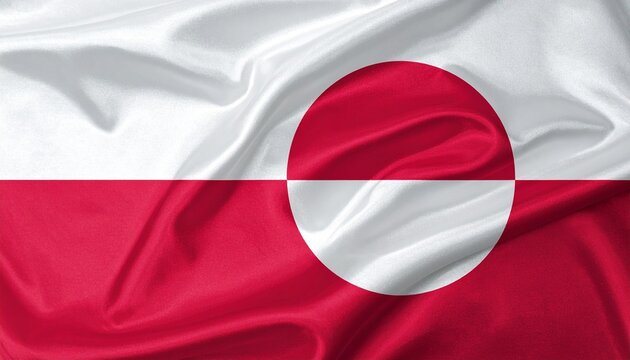 Close-Up of the Greenland National Flag with Rippling Silk Fabric Texture