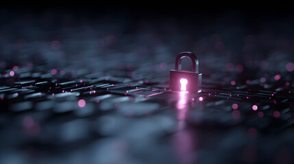 Cybersecurity: A glowing padlock resting atop a keyboard, an emblem of data security and network protection, highlighting the importance of safe online practices.