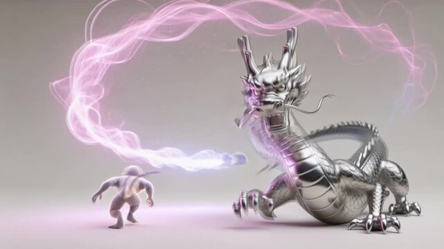 Epic cinematic scene of a glowing dragon spiraling with a clever monkey spirit, neon accents and swirling energy, dramatic lighting, ultra‑detailed fantasy realism with dynamic motion, no text.