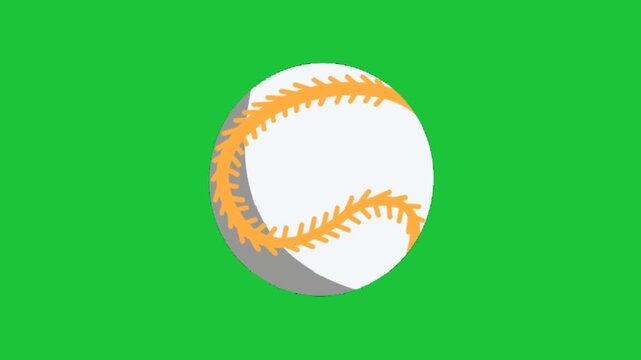 Baseball spinning on green background, clean sports animation ideal for baseball themes, motion graphics, video projects, and ads