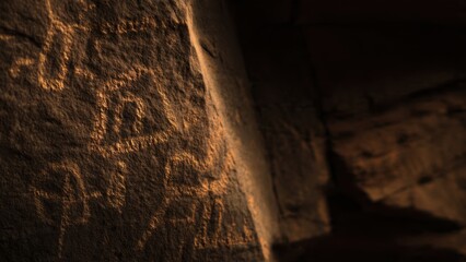 Ancient rock carvings at historic site