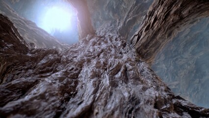 Dramatic close-up of a tree trunk