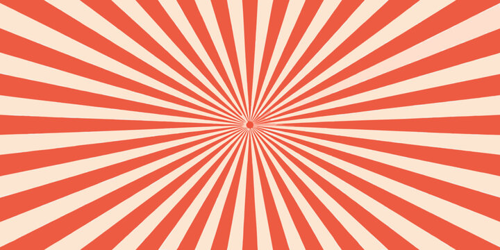 Abstract radial burst design with alternating red and cream colored lines