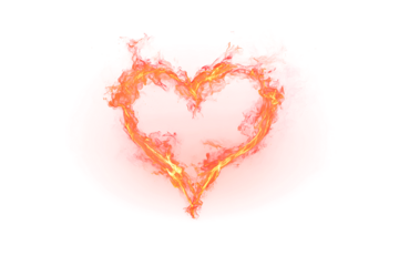 Flaming Heart Shape With Orange And Yellow Flames On transparent Background Isolated PNG
