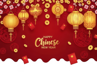 Celebrate chinese new year with vibrant decorations isolated on transparent background