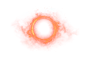 Glowing Orange Ring With Sparkling Particles Isolated On Black Background