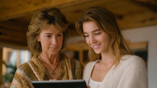 A long-term client reviewing years of completed projects with a contractor on a tablet, both smiling as earned trust is reflected in shared history and repeat collaboration. cinematic color