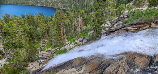 Cascade Waterfalls with Cascade Lake in the background.
