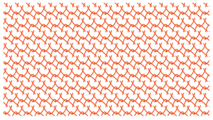 Seamless Orange Geometric Lattice Pattern with Interlocking Curved Lines on White Background