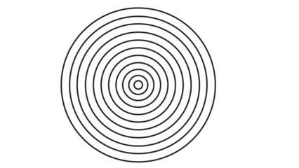 Clean Black Outlined Concentric Circle Rings on White Background for Minimalist Graphic Element