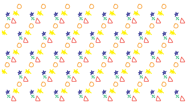 Colorful Abstract Pattern with Geometric Symbols Stars Triangles and Circles in Repeating Grid - Powered by Adobe