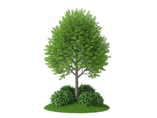 Lush green tree isolated on transparent background