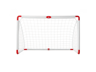 Red and white soccer goal isolated on transparent background