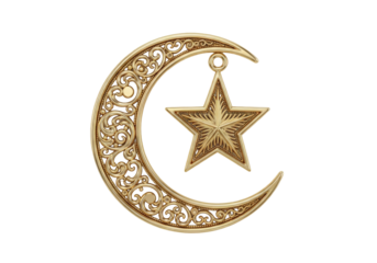 golden crescent moon with star ornament