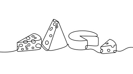 Abstract Cheese Assortment: Continuous Line Art for Culinary Themes