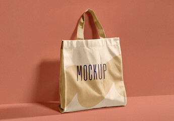 Template Mockup Tote Bag Branding Identity Cotton Fabric Eco Bag