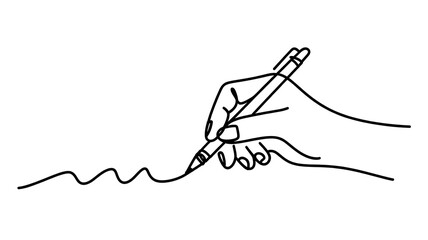 Pencil Sketching Wavy Path: Hand in Continuous Line Drawing Style