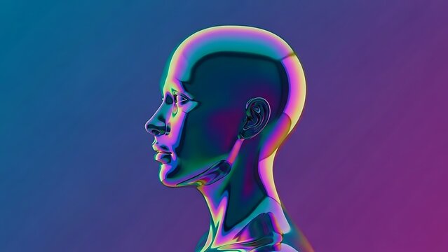 Abstract neon human silhouette - Powered by Adobe