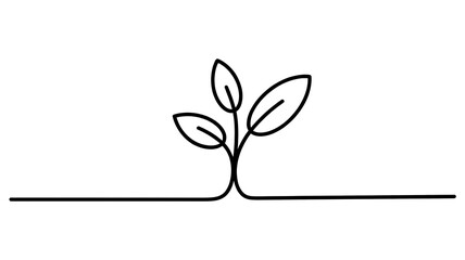 Robust Three-Leaf Sprout Continuous Line Art | Symbol of Growth & Environmental Design