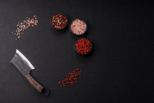 A kitchen cleaver or butcher's knife for cutting meat. A butcher's cleaver