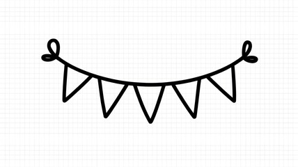 Simple Doodle Party Garland Outline with Grid Background