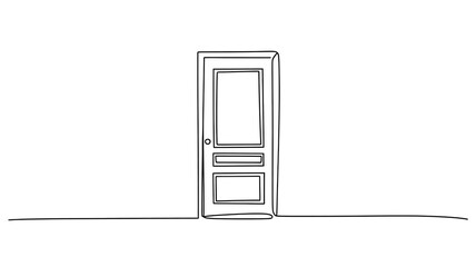 Simple Door Single Continuous Line Art Drawing - Minimalist Entrance & Architectural Icon