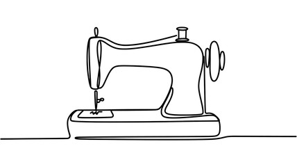 Single Line Sewing Machine Illustration - Craft Industry Art