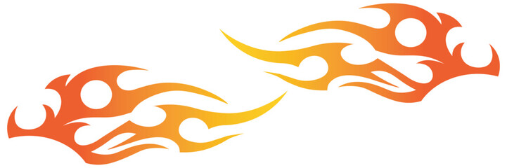 Car racing sticker flame fire vector yellow orange fire vinyl decals