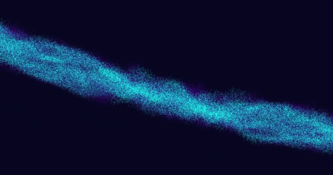 A diagonal stream of cyan-blue particles glides across a deep navy canvas, creating a kinetic, cinematic background for tech intros and promos