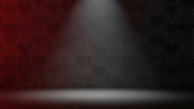 A moody, dramatic backdrop with a heart pattern. Ideal for Valentine's Day promotions, romantic product displays, or conveying themes of love and affe