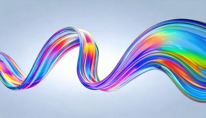 Abstract Liquid Glass Ribbon Wave - Rainbow Fluid Flow Background