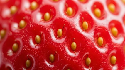 Close-up of Fresh Ripe Strawberry Surface.
