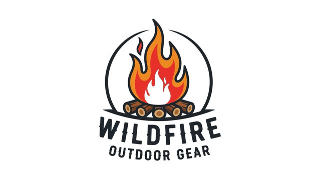 Campfire logo design for outdoor adventure gear.