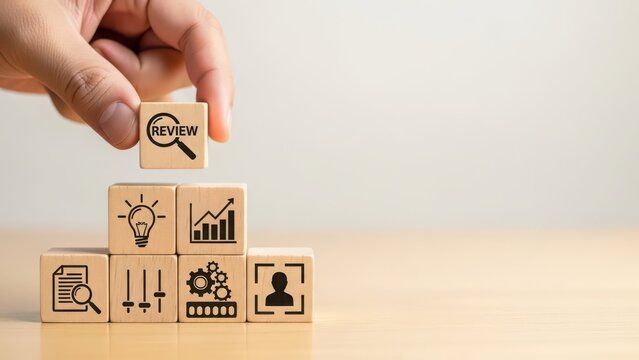 Business strategy and planning concept with wooden blocks