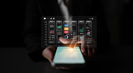 A weekly business performance report and analytics dashboard. A concept for tracking trends, KPIs, financial data, and insights over time. Motif