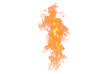 Fire flames isolated on transparent background for visual overlay with sparks and heat effect in transparent PNG format