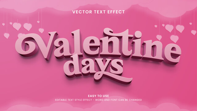 valentine days editable text effect 3d