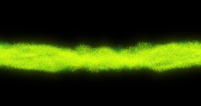 Abstract lime neon wave flowing smoothly across dark background, glowing light lines forming dynamic futuristic motion pattern for technology
