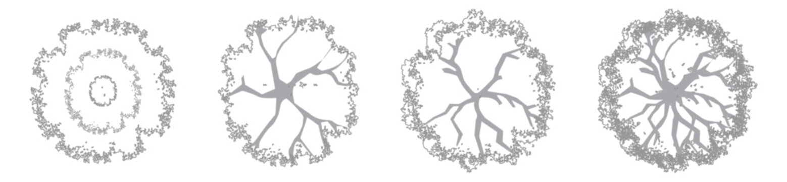 CAD Trees Plan View, Top View Canopy Elements for Landscape and Urban Design