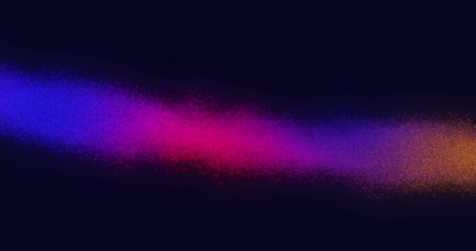 Animation of a colorful line of smoke is shown in the dark background. The smoke is a mix of blue, purple, and pink.