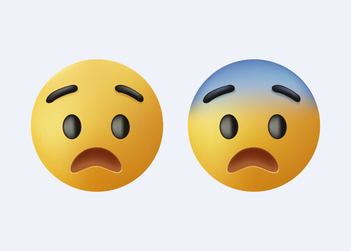 Surprised wow emoji face 3d vector illustration. Screaming emoticon, shocked and scared face emotion. shocked wow emoticon with open mouth, cute smiley emoticons felling wonder and amazing