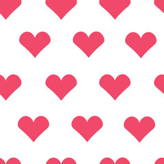 Seamless pink heart pattern on white background