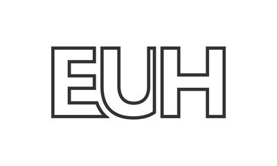 Fototapeta premium EUH logo design template with strong and modern bold text. Initial based vector logotype featuring simple and minimal typography. Trendy company identity.