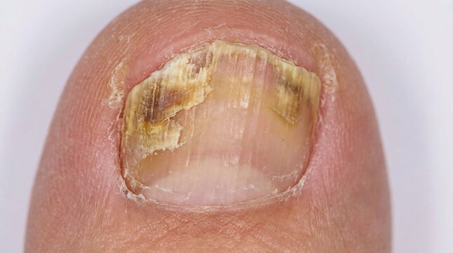 Close Up of Toenail Fungal Infection Onychomycosis