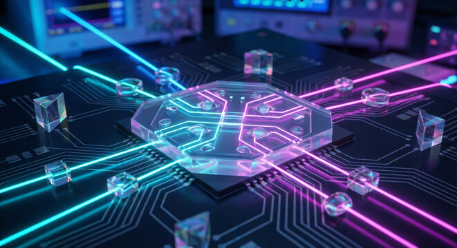 Photonic computer chip processor with laser light beams and optical channels