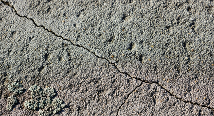 Obraz premium Close-up of gray cracked grainy surface, featuring irregular texture and fissure, representing fragility, geological formation, or weathering process
