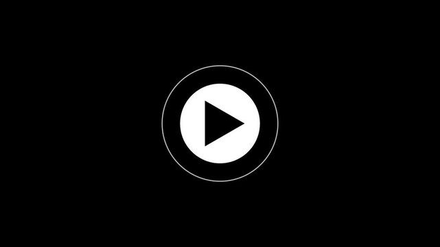 Play button icon animation with circular outline and center control. Media start symbol for video and audio playback action. Digital play indicator element for player interface and screen use.
