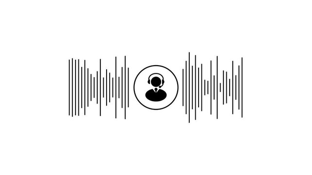 User voice waveform animation with profile icon focus. Audio communication signal pattern for voice message and interaction concept. Digital sound visualization element for contact and media